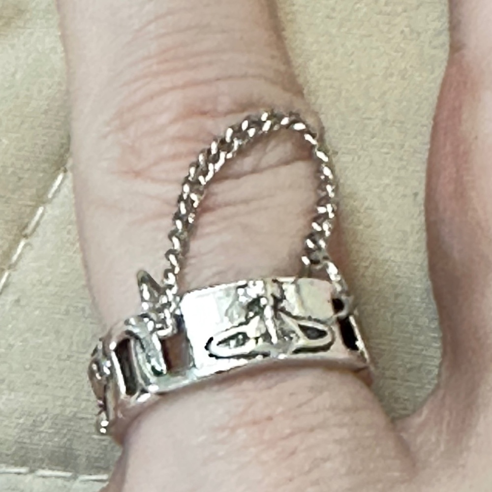 Malnia Home Saturn Celestial Chain Ring Adjustable Punk Silver Tone